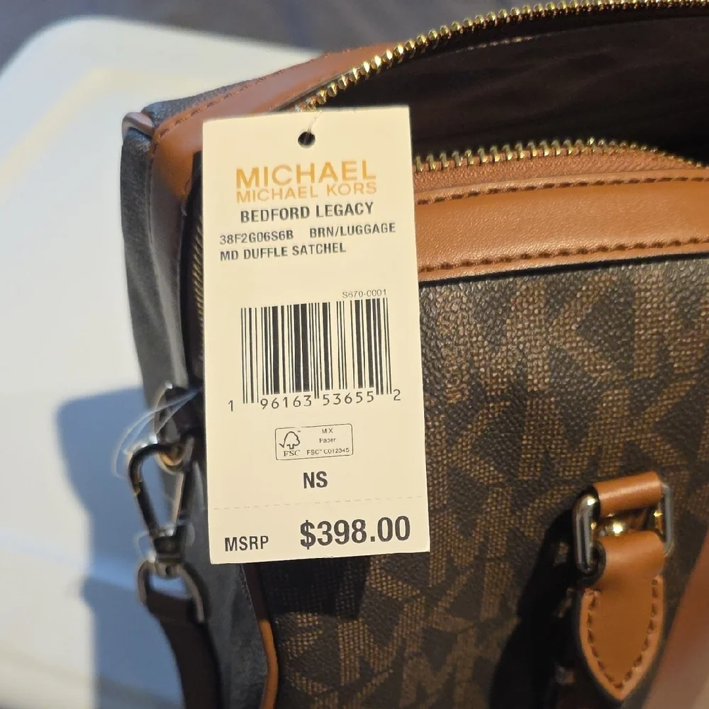 Michael Kors Brown and Tan Striped Satchel with Matching Wallet - Picture 9 of 15